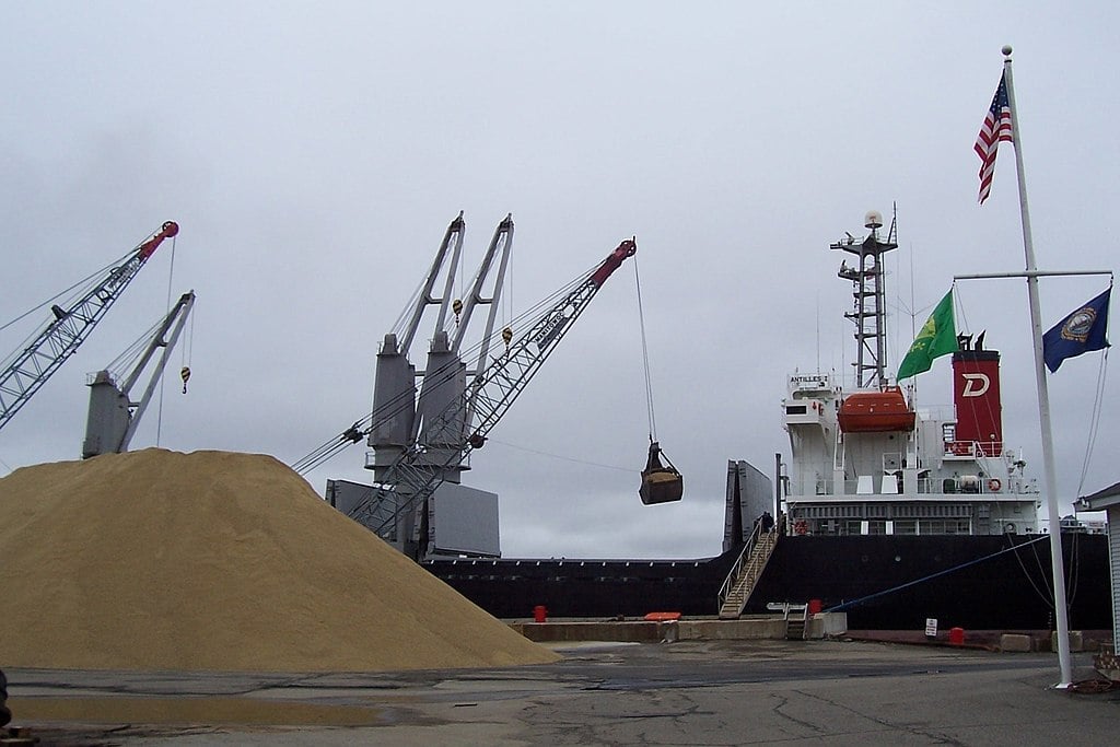 bulk gypsum awaiting transport