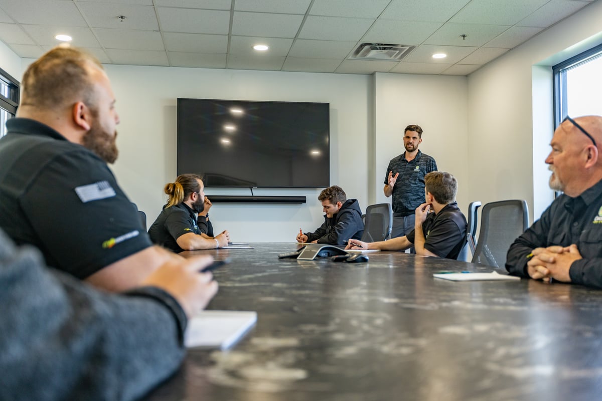 team meets in conference room