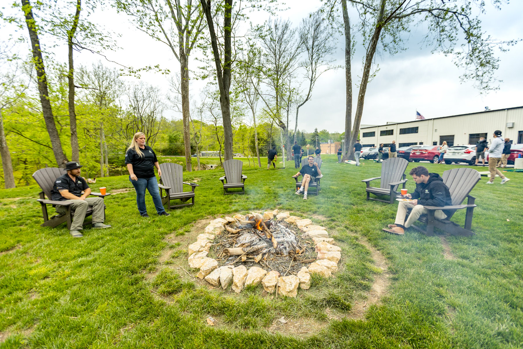 team picnic social bonfire