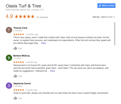 Oasis Turf & Tree Reviews Loveland, Ohio