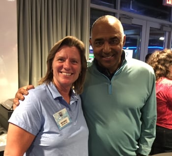 Angie with coach of the Cincinnati Bengals