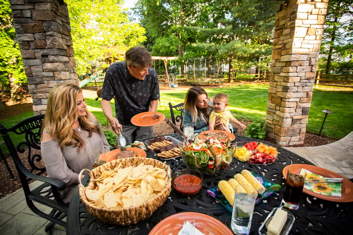 Lori Wittwer enjoying dinner with her family
