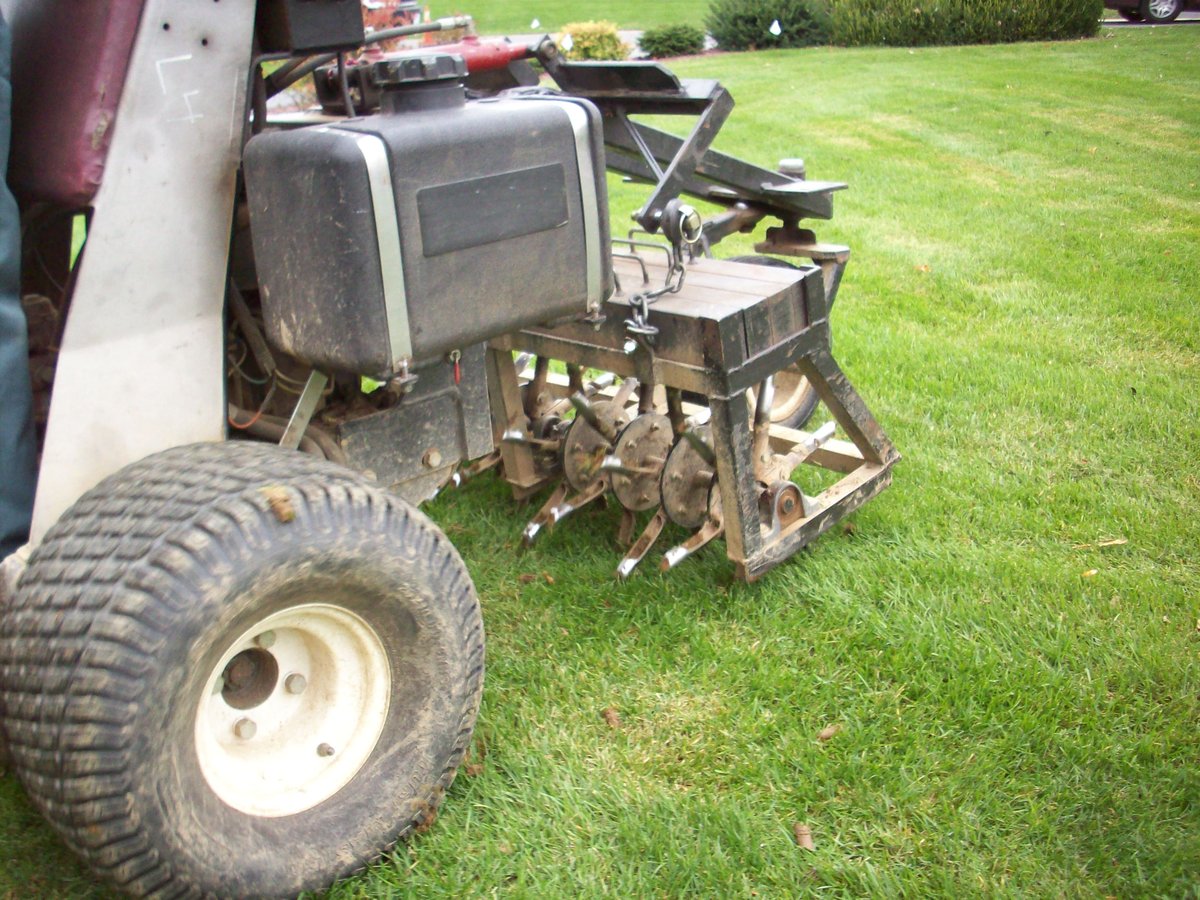 lawn aeration machine aerating turf