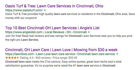 Understand how Lawn Love Cincinnati and Angie’s List promote certain lawn care companies.