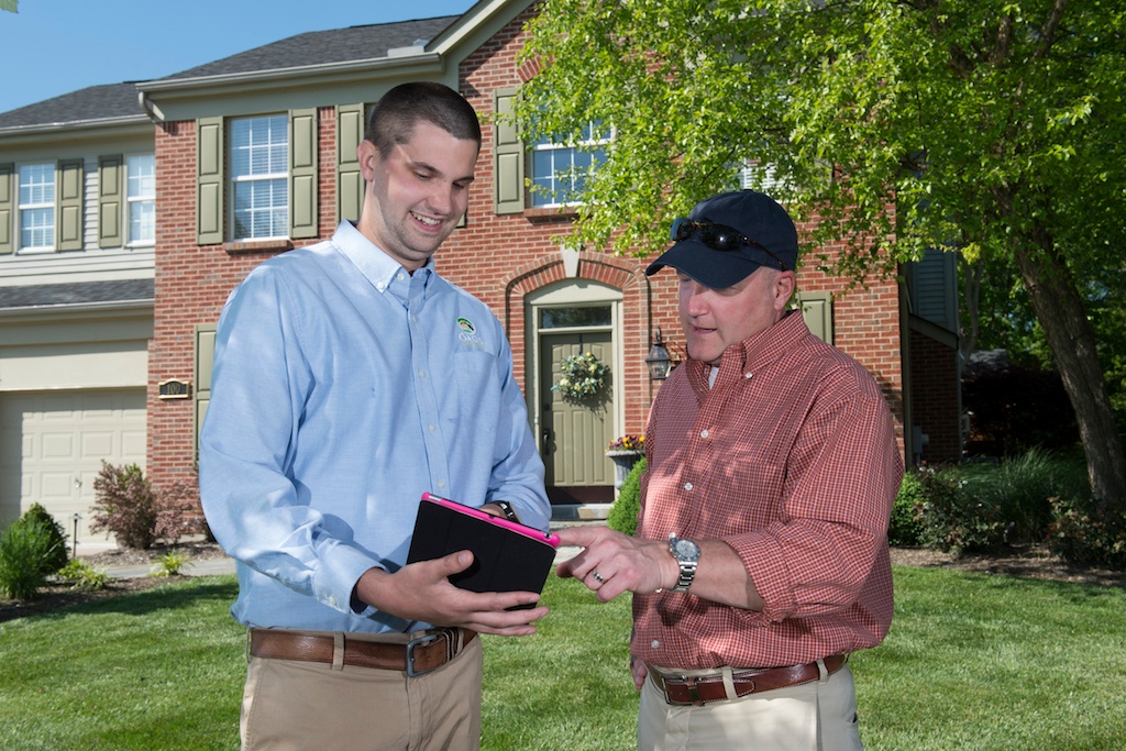 sales person guiding customer