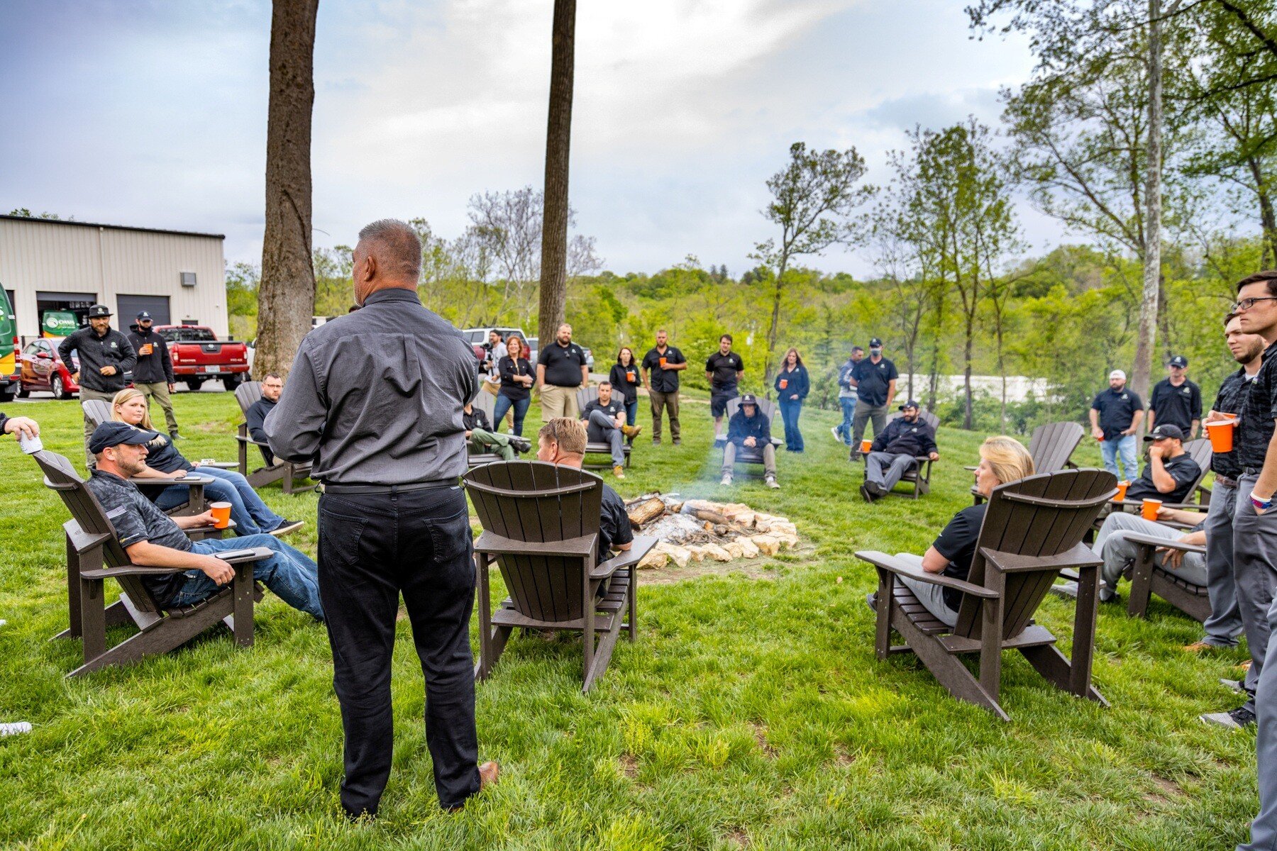 Oasis outdoor greenspace, firepit and hangout area